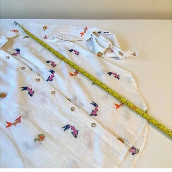 Anthropologie Maeve Koi Embroidered Button Down Size 2 - Picture 7 of 15